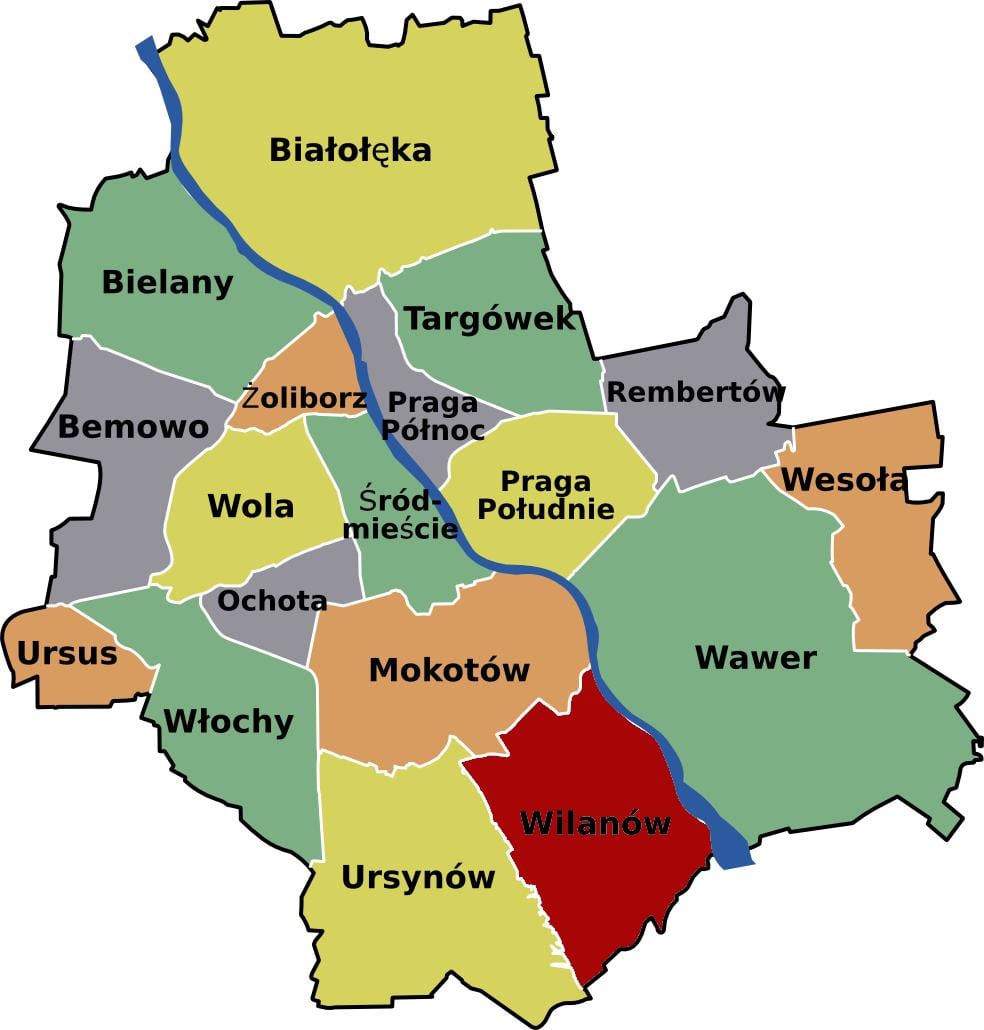 Карта околини Варшаве