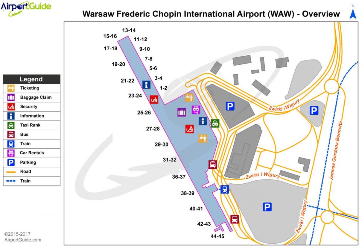 Варшава аеродром Фредерик Шопен мапи