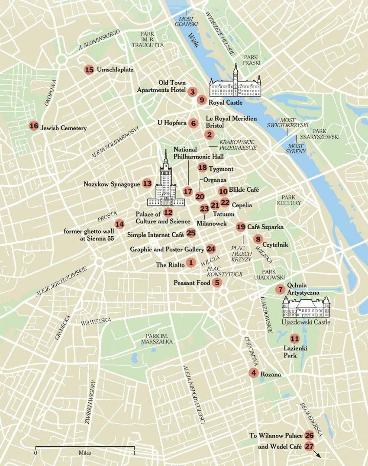 Карта Варшаве пешачка тура 