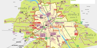 Карта Варшаве на аутобусу 