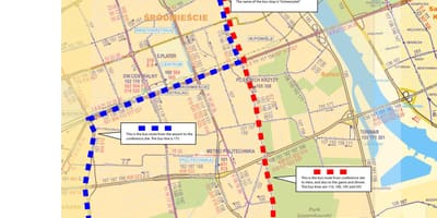 Карта Варшаве аутобус 175 пут 