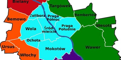 Мапа подручја Варшаве 